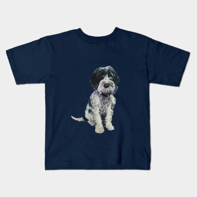 Adorable Black and white Cobberdog. Kids T-Shirt by Peaceful Pigments